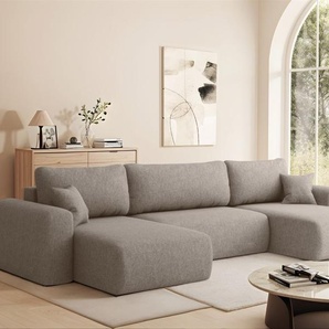 Wohnlandschaft Sofa mit Schlaffunktion FLORA Stoff Verita Dunkelbeige