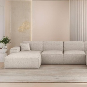 Wohnlandschaft Sofa U-Form CELES PREMIUM in Stoff Artico Creme
