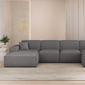 Wohnlandschaft Sofa U-Form CELES PREMIUM in Stoff Artico Grau