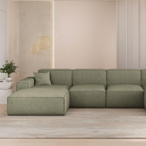 Wohnlandschaft Sofa U-Form CELES PREMIUM in Stoff Artico Grün