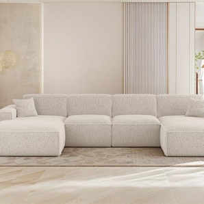 Wohnlandschaft Sofa U-Form CELES PREMIUM in Stoff Sven Altweiß