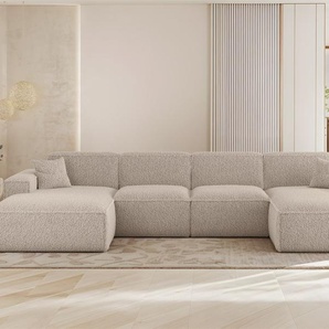 Wohnlandschaft Sofa U-Form CELES PREMIUM in Stoff Sven Cappuccino