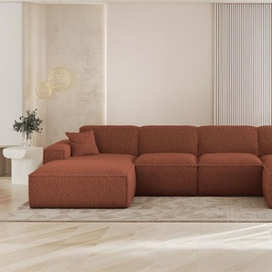 Wohnlandschaft Sofa U-Form CELES PREMIUM in Stoff Sven Rostbraun