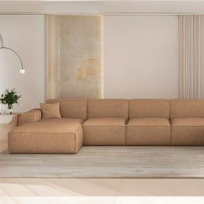 Wohnlandschaft Sofa U-Form CELES PREMIUM XL in Stoff Artico Rostbraun