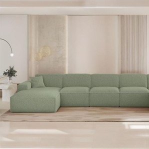 Wohnlandschaft Sofa U-Form CELES PREMIUM XL in Stoff Sven Hellgrün