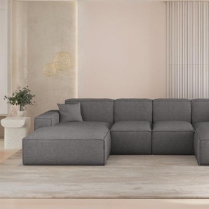 Wohnlandschaft Sofa U-Form CELES PREMIUM XS in Stoff Artico Grau