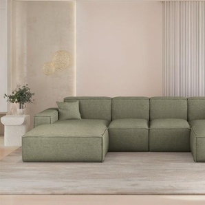 Wohnlandschaft Sofa U-Form CELES PREMIUM XS in Stoff Artico Grün