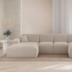 Wohnlandschaft Sofa U-Form CELES PREMIUM XS in Stoff Sven Cappuccino