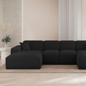 Wohnlandschaft Sofa U-Form CELES PREMIUM XS in Stoff Sven Schwarz