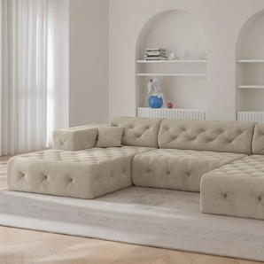 Wohnlandschaft Sofa U-Form CHANTAL in Stoff Moly Beige