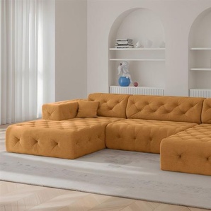 Wohnlandschaft Sofa U-Form CHANTAL in Stoff Moly Orange
