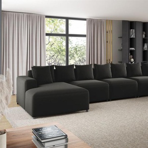 Wohnlandschaft Sofa U-Form Designersofa MEGAN XL in Stoff Salvador Schwarz