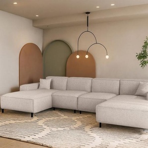 Wohnlandschaft Sofa U-Form GLORIA in Stoff Artico Creme