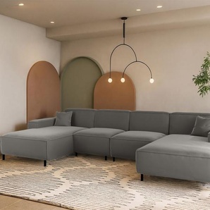 Wohnlandschaft Sofa U-Form GLORIA in Stoff Tiffani Grau