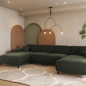 Wohnlandschaft Sofa U-Form GLORIA in Stoff Tiffani Grün