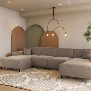 Wohnlandschaft Sofa U-Form GLORIA in Stoff Tiffani Taupe