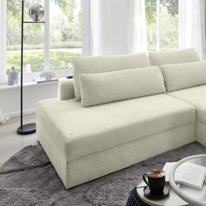 Wohnlandschaft Splash, creme, Ottomane rechts, inkl. Funktionen