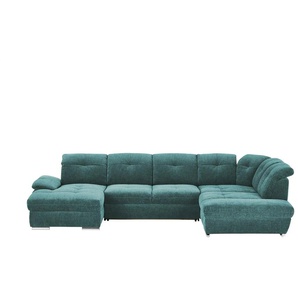 Wohnlandschaft - türkis/petrol - Materialmix - 377 cm - 103 cm - cm 246,0 | Möbel Kraft