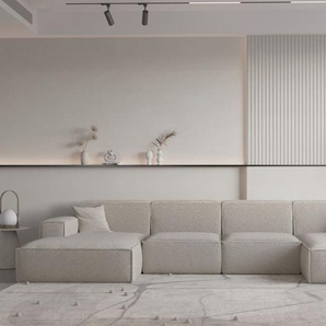 Wohnlandschaft U-Form CELES PREMIUM in Stoff Ascot Bukla Beige