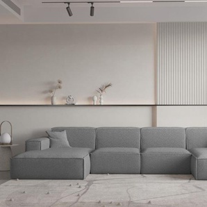 Wohnlandschaft U-Form CELES PREMIUM in Stoff Ascot Bukla Grau