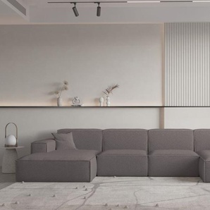Wohnlandschaft U-Form CELES PREMIUM in Stoff Ascot Bukla Taupe