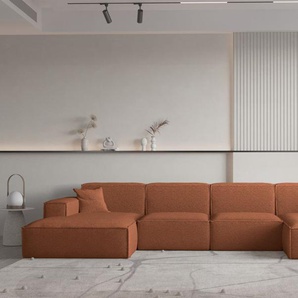 Wohnlandschaft U-Form CELES PREMIUM in Stoff Ascot Bukla Terracotta