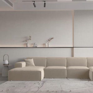 Wohnlandschaft U-Form CELES PREMIUM in Stoff Opera Velvet Beige