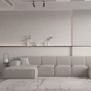 Wohnlandschaft U-Form CELES PREMIUM XL in Stoff Ascot Bukla Beige