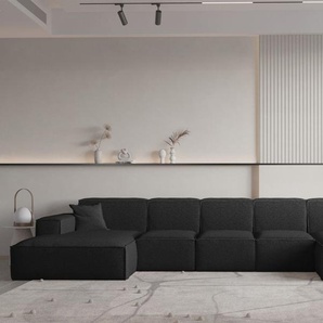 Wohnlandschaft U-Form CELES PREMIUM XL in Stoff Ascot Bukla Schwarz
