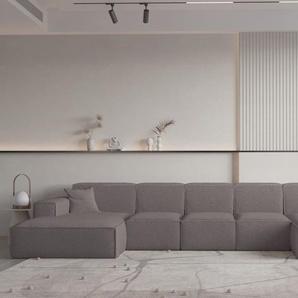 Wohnlandschaft U-Form CELES PREMIUM XL in Stoff Ascot Bukla Taupe