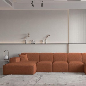 Wohnlandschaft U-Form CELES PREMIUM XL in Stoff Ascot Bukla Terracotta