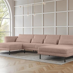 Wohnlandschaft U-Form Sofa AGADA in Stoff Poso Hellrosa