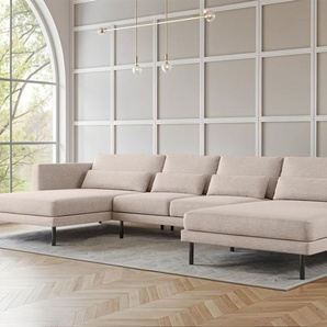 Wohnlandschaft U-Form Sofa AGADA in Stoff Verita Beige