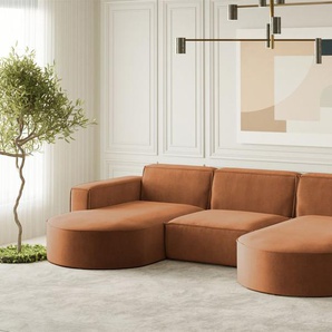 Wohnlandschaft U-Form Sofa PALMA in Stoff Noel Ziegelrot