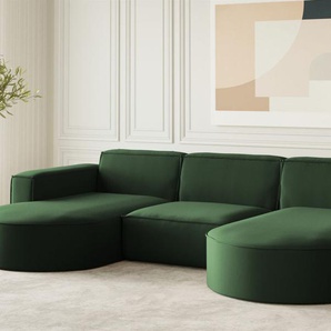 Wohnlandschaft U-Form Sofa PALMA in Stoff Opera Velvet Grün