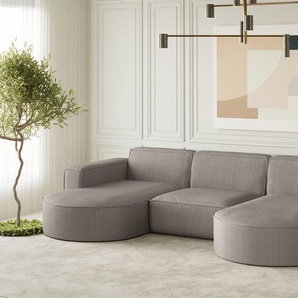 Wohnlandschaft U-Form Sofa PALMA in Stoff Scala Grau