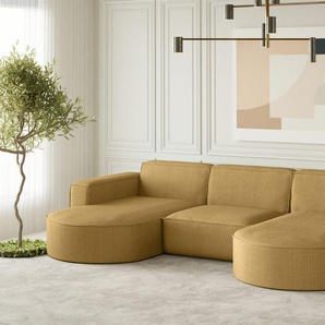 Wohnlandschaft U-Form Sofa PALMA in Stoff Scala Senfgelb