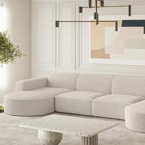 Wohnlandschaft U-Form Sofa PALMA XL in Stoff Ascot Beige