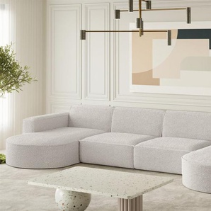 Wohnlandschaft U-Form Sofa PALMA XL in Stoff Ascot Pearl