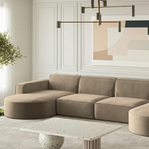 Wohnlandschaft U-Form Sofa PALMA XL in Stoff Noel Braun