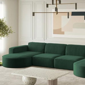 Wohnlandschaft U-Form Sofa PALMA XL in Stoff Noel Grün