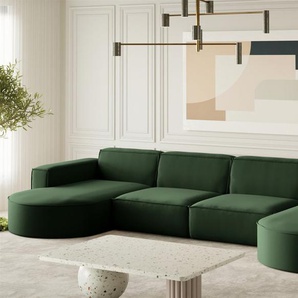 Wohnlandschaft U-Form Sofa PALMA XL in Stoff Opera Velvet Grün