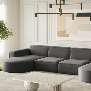 Wohnlandschaft U-Form Sofa PALMA XL in Stoff Opera Velvet Steel