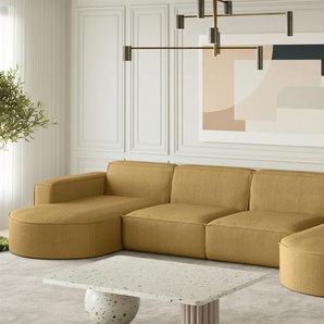 Wohnlandschaft U-Form Sofa PALMA XL in Stoff Scala Senfgelb