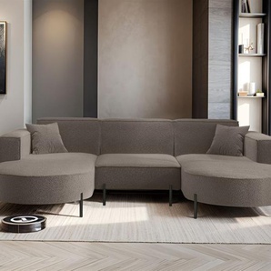 Wohnlandschaft U-Form Sofa VALENCIA in Stoff Quelle Braun