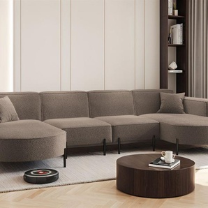 Wohnlandschaft U-Form Sofa VALENCIA XL in Stoff Quelle Braun