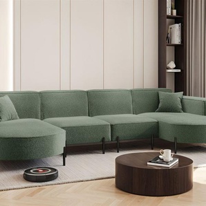 Wohnlandschaft U-Form Sofa VALENCIA XL in Stoff Quelle Grün