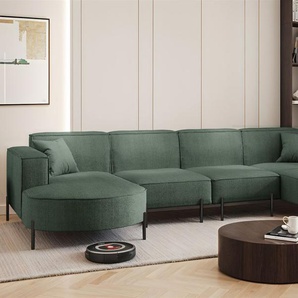 Wohnlandschaft U-Form Sofa VALENCIA XL in Stoff Scala Forest
