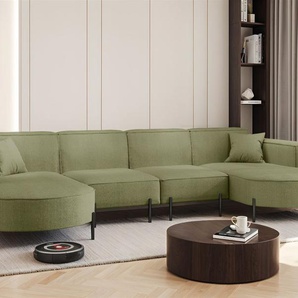 Wohnlandschaft U-Form Sofa VALENCIA XL in Stoff Scala Kiwi