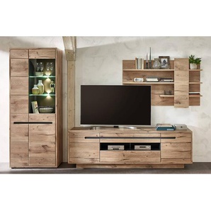 Wohnwand 3-teilig Front: MDF Mitteldichte Holzfaserplatte , foliert Korpus: Spanplatte, foliert Braun 322 x 202 x 44cm